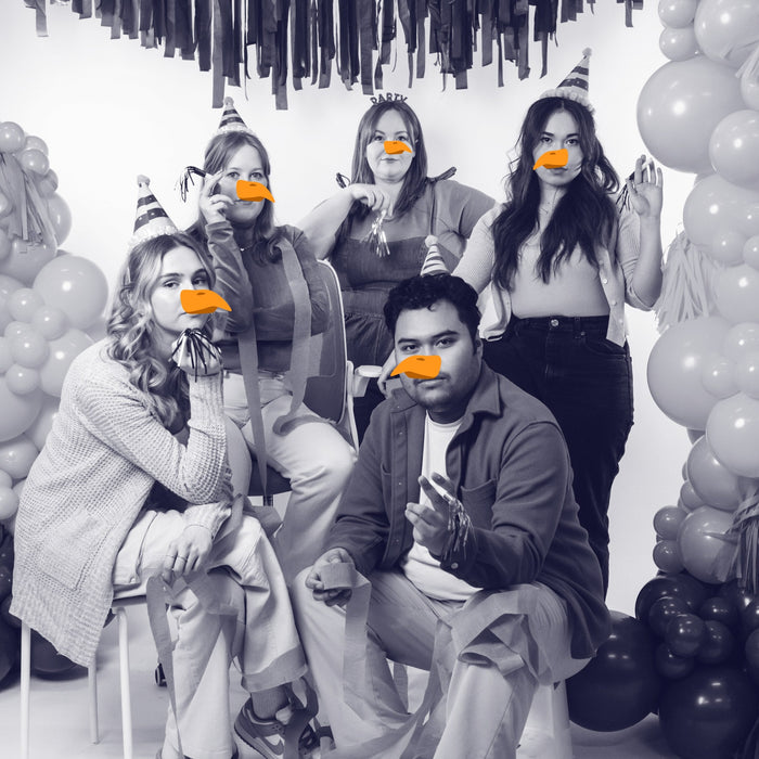BBYQR staff photo with edited duck beaks