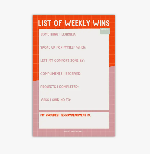 List of Weekly Wins Notepad